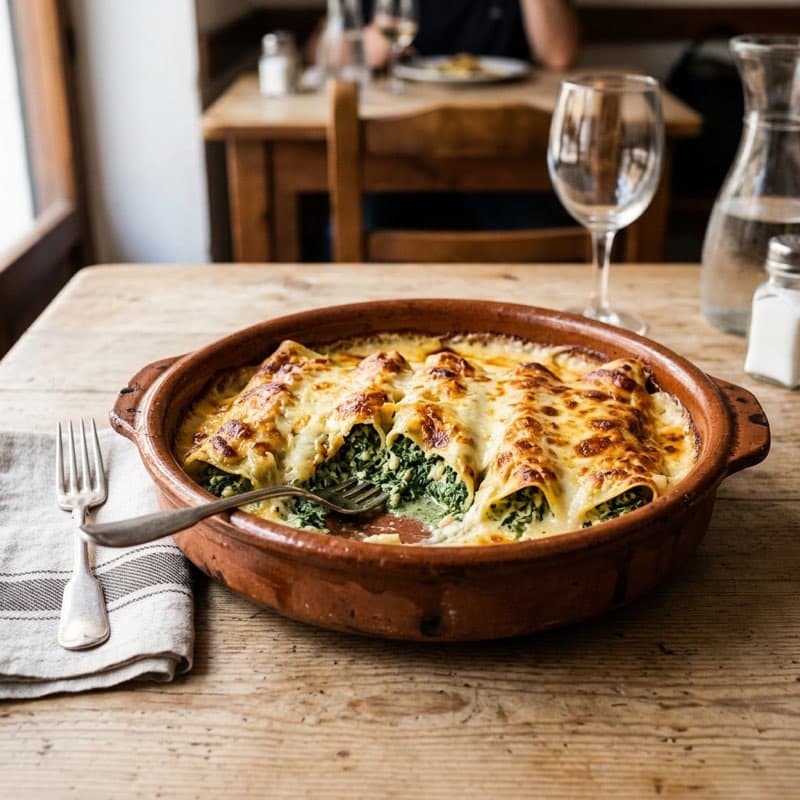 Canelones de espinacas